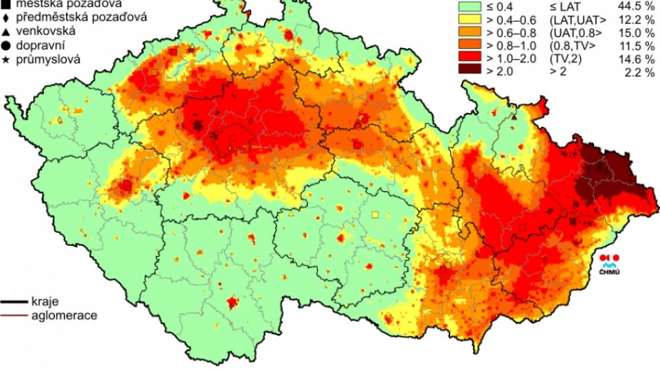 Karcinogenní benzo(a)pyren v ovzduší ovlivňuje zdraví až 60% obyvatel v ČR