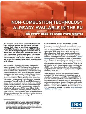 Non-combustion Technology Already Available in the EU: We Don't Need to Burn POPs Waste!